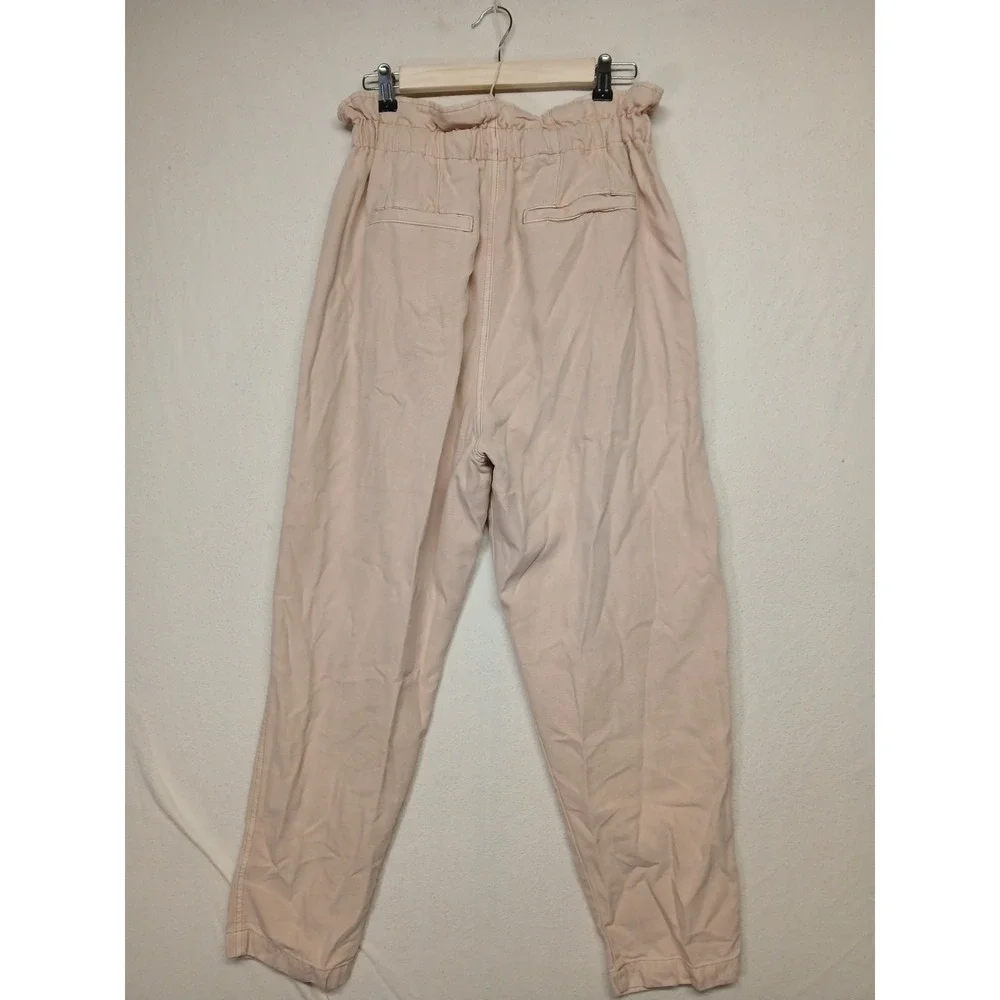 Free People Margate Pleated Trouser‎ Pants Pink paper bag cotton Straight Small